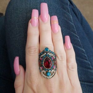 Large Sparkly Bohemian Gemstone Lady's Ring